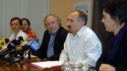 Anton Filić, šef sindikata Večernjaka, Zdenko Duka i Gabrijela Galić; Pixsell