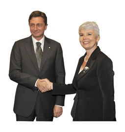Prime Minister Jadranka Kosor with her Slovenian colleague Pahor in Gdansk
