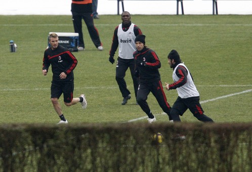 David Beckham na treningu Milana