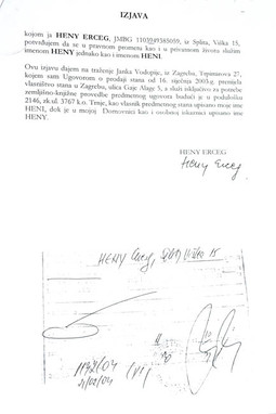 Dokumenti pokazuju točnost pisanja Nacionala - Potvrda da se Heni Erceg u pravnim poslovima služi s dva imena