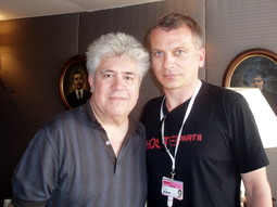 Pedro Almodovar i Dean Sinovčić nakon intervjua za Nacional