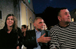 MOTOVUN FILM FESTIVAL ove godine slavi 10 godina postojanja; na slici u Motovunu Olinka Vištica, Stipe Mesić i Rajko Grlić
