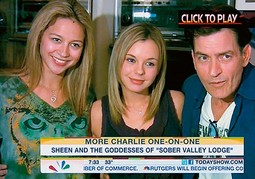 dvije djevojke, bivšu dadilju Natalie Kenly i porno glumicu Rachel Oberlin, Sheen naziva boginjama