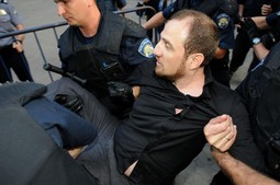 Aktivist Teodor Celakoski također je jutros priveden; Photo: Anto Magzan/PIXSELL 