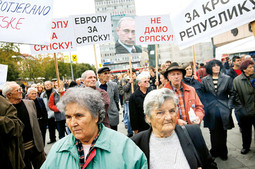 PICTURES OF PUTIN at the demonstrations against Lajcak in Banja Luka