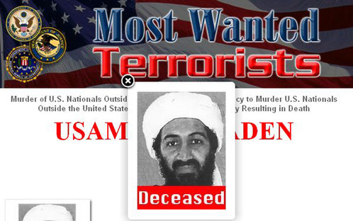 FBI je 'korigirao' svoju stranicu 'Najtraženijih terorista', naznačivši ispod slike bin Ladena kako je preminuo (Reuters)