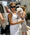 Eva Longoria odjevena u skladu sa svojim bijelim psićem