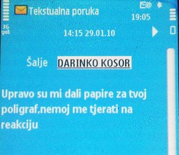 Poruka koju je Darinko Kosor poslao Vojkoviću 29. siječnja