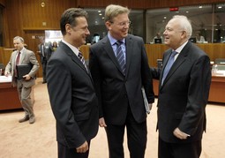 Gordan Jandroković, Štefan Fule i Miguel Angel Moratinos u Bruxellesu (Foto: Reuters)