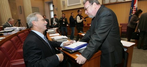 "Problem Hrvatske je što novinari pišu crne vijesti", rekao je Hebrang; Na slici s Vladimirom Šeksom; foto: Autor:
Robert Anić/PIXSELL