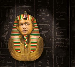 Mađarskog premijera
Viktora Orbána ilustratori na internetuv prikazuju kao faraona
