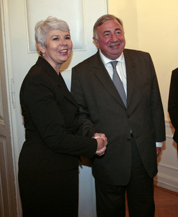 Premijerka Jadranka Kosor i predsjednik francuskog Senata Gerard Larcher; foto: Hina