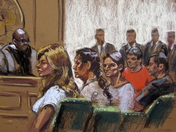 Anna Chapman, Vicky Pelaez, Richard Murphy, Cynthia Murphy i Juan Lazaro na crtežu iz sudnice u New Yorku (Foto: Reuters)
