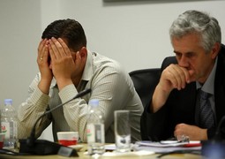 Hašim Bahtijari (desno) uzrokovao je prekid sjednice Programskog vijeća HRT-a (Foto: Željko Hladika/PIXSELL)