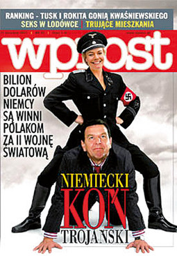 WPROST je prikazao šeficu Nijemaca prognanih iz Poljske kako u nacističkoj uniformi jaše tadašnjeg kancelara Schrödera