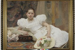 PORTRAIT OF MISS BERGER, an oil painting from 1897, 85 x 110 cm, painted in Zagreb