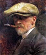 'SELF PORTRAIT WITH A SPORTS HAT' One of Bukovac's best known oil on canvas self portraits, created in Prague in 1914, is owned by Zagreb's Modern Gallery
