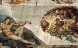 Njegova
Valjuškasta
Uzvišenost u
satiričkoj verziji
Michelangelove
slike 'Stvaranje
Adama'