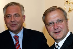 Ivo Sanader, premijer pred ostavkom, i povjerenik za proširenje Olli Rehn