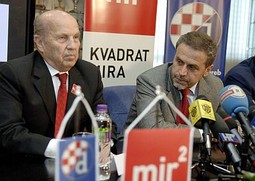 Mirko Barišić (lijevo) i Milan Bandić, zagrebački gradonačelnik, (desno) trebali bi se dogovorit oko budućnosti Dinamovog stadiona