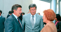 ANTUN KRALJ with County Prefect Mira Buconjic and Deputy Mayor Antun Kisic at the opening of the Konel office building in September of last year