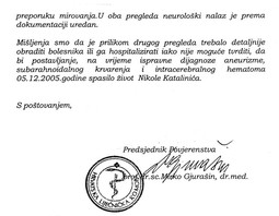 U odgovoru Liječničke komore piše da je liječnik trebao detaljnije obraditi pacijenta Nikolu Katalinića